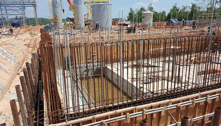 Construction site with steel framework
